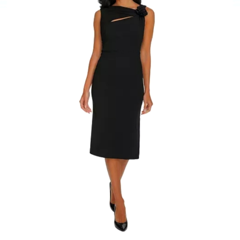 Calvin Klein women's Asymmetric-Neck Sleeveless Sheath Dress